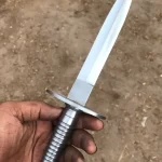 Carbon steel commando dagger knife silver